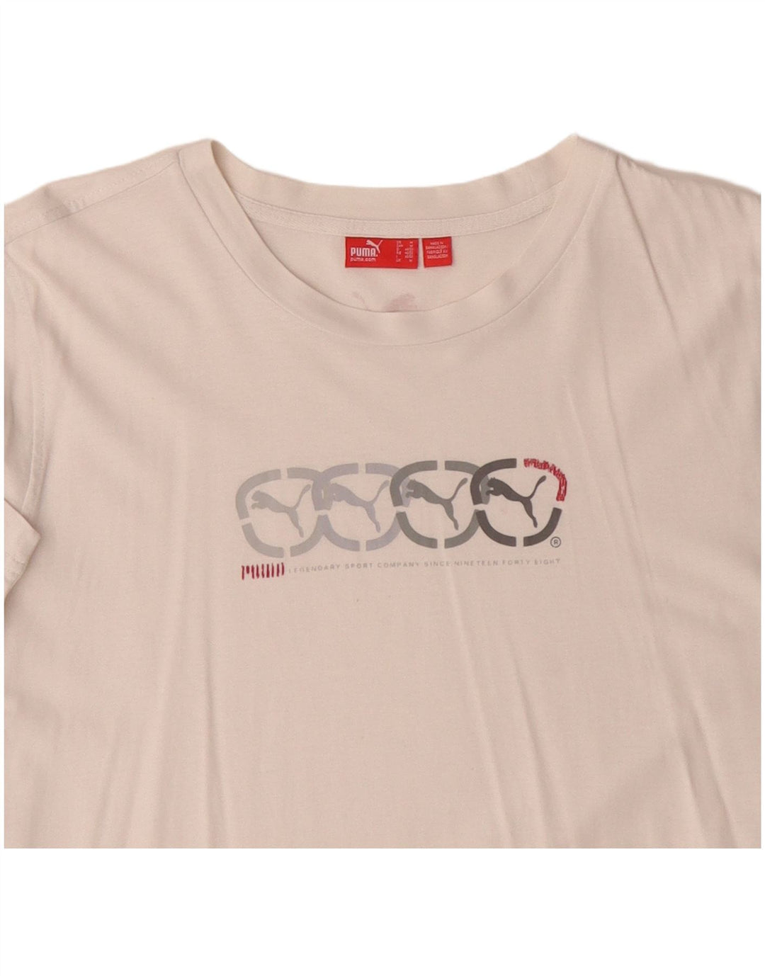 Puma Herren Grafik-T-Shirt-Oberteil aus mittelweißer Baumwolle