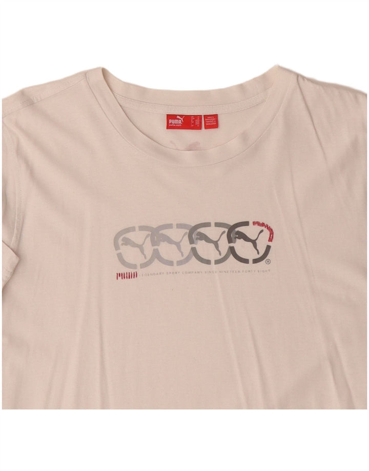 Puma Herren Grafik-T-Shirt-Oberteil aus mittelweißer Baumwolle