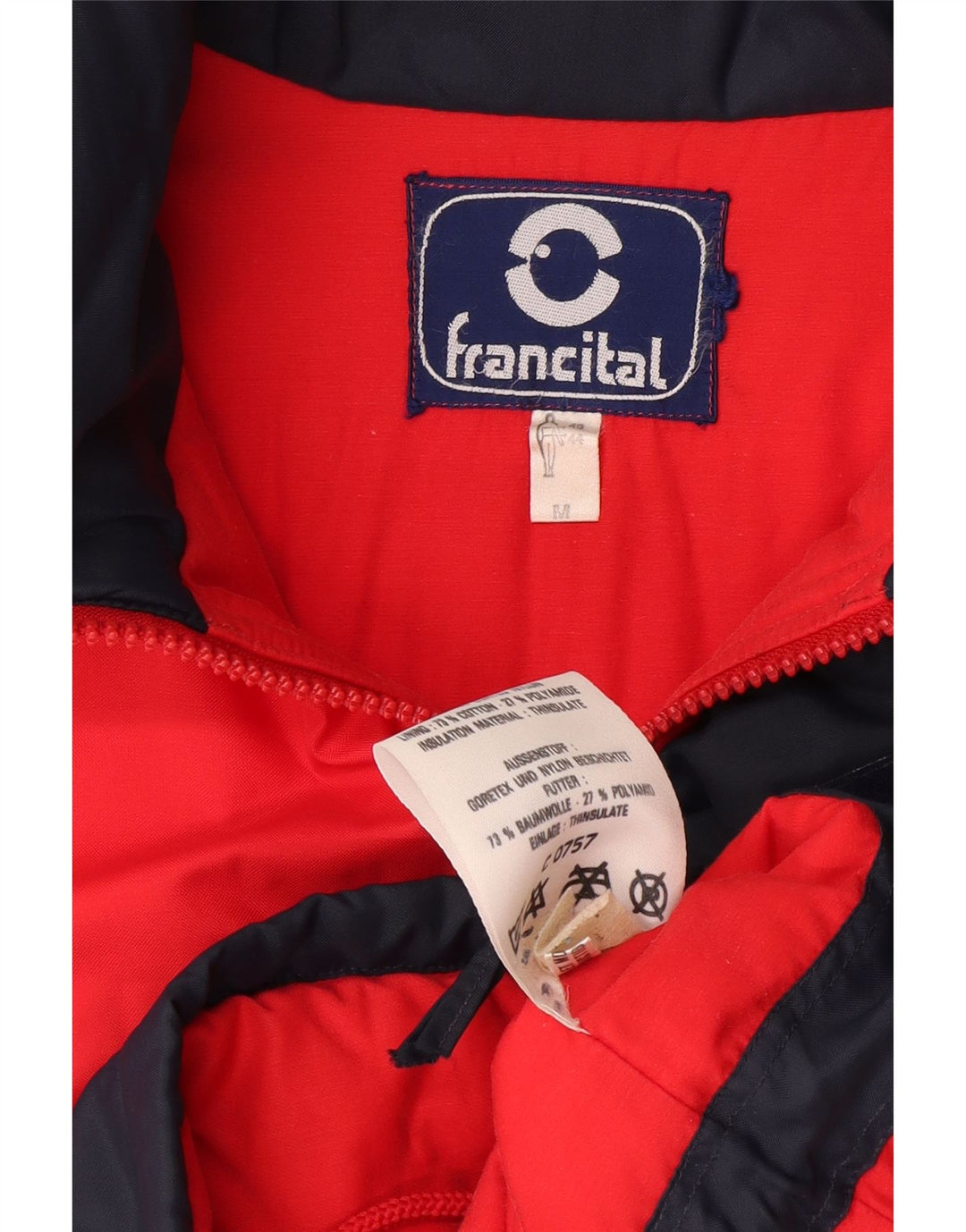 Francital Mens Gore-Tex Hooded Ski Jacket UK 38 Medium Red Colourblock