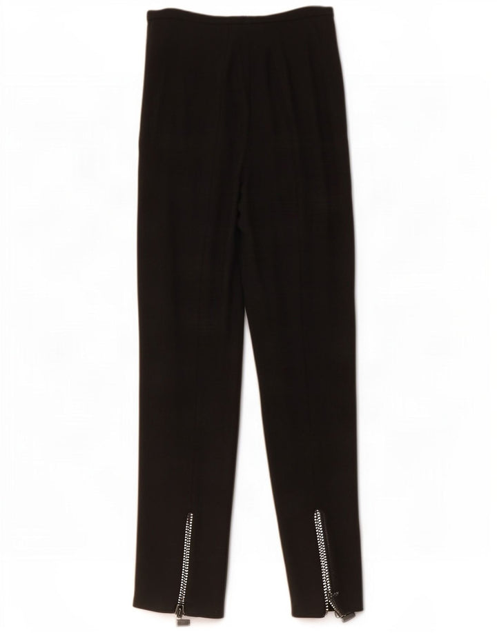 Vintage Womens Straight Suit Trousers IT 42 Medium W28 L32 Black Wool