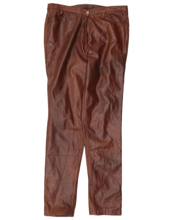 Vintage Damen Slim Lederhose W32 L31 Braun