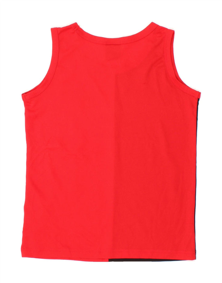 CHAMPION Boys Graphic Vest Top 9-10 Years Medium Red Colourblock Polyester Vintage Champion and Second-Hand Champion from Messina Hembry 