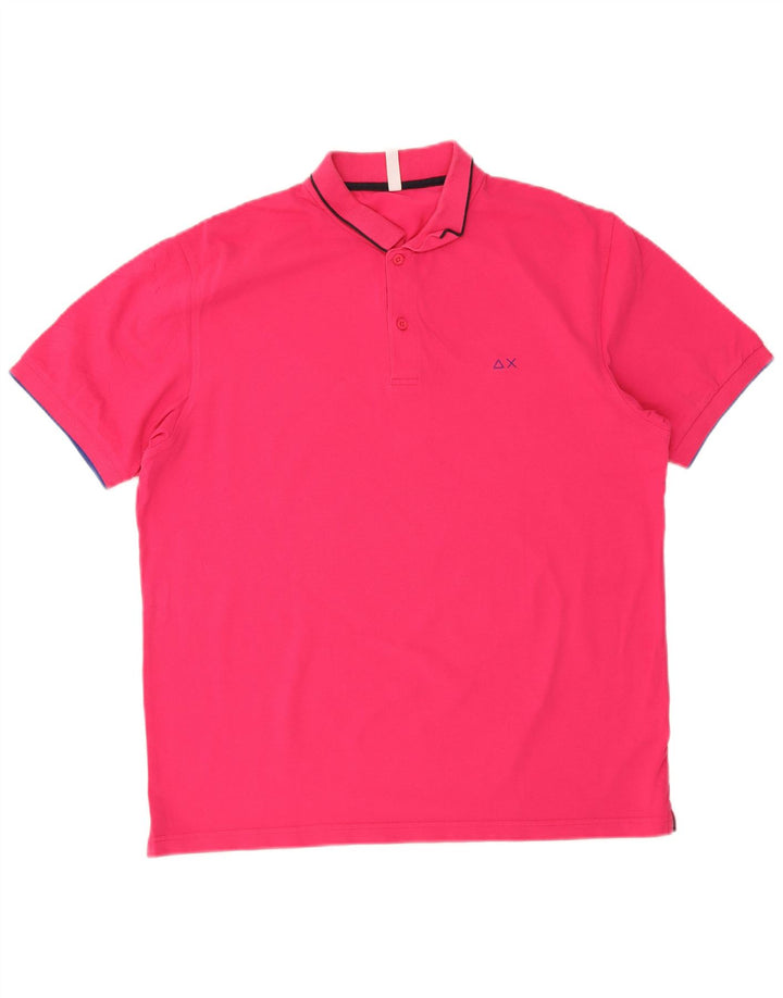 Sun68 Mens Polo Shirt 2XL Pink Cotton