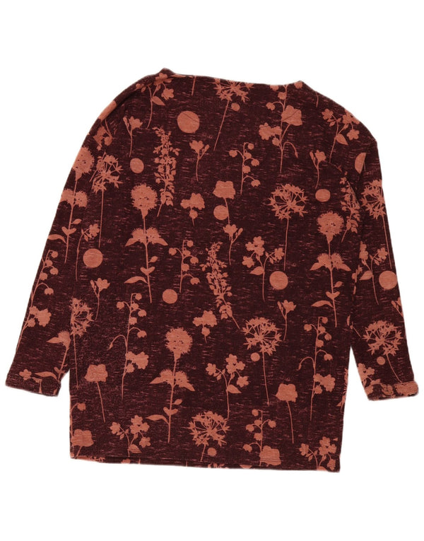 Marks & Spencer Γυναικείο τοπ μακρυμάνικο UK 12 Medium Burgundy Floral