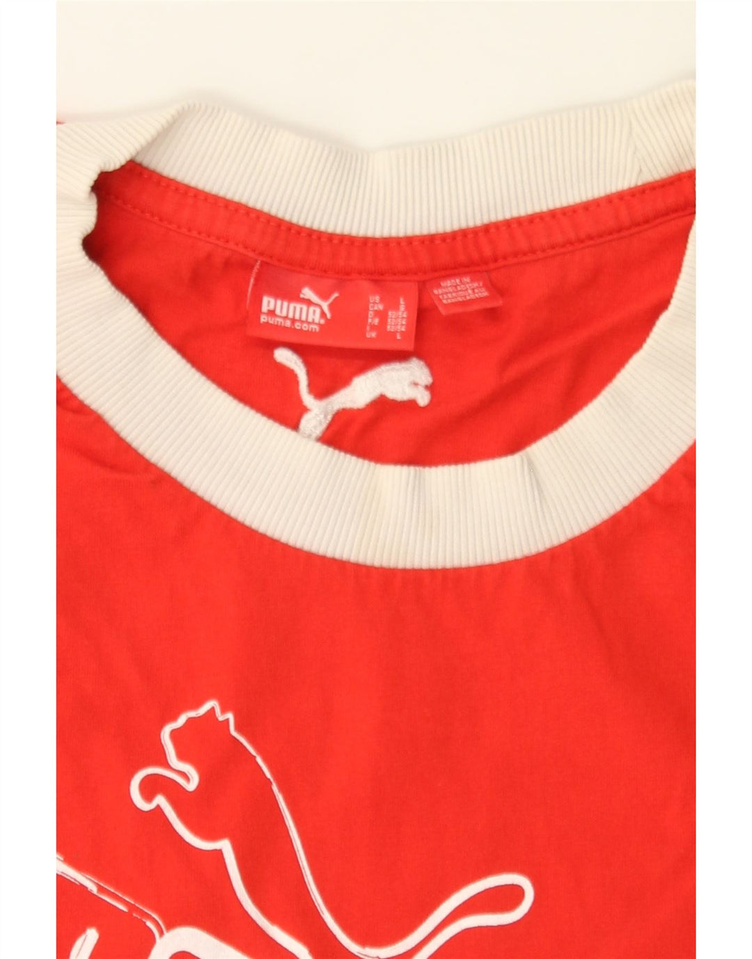 PUMA Mens Graphic T-Shirt Top Large Red Cotton Vintage Puma and Second-Hand Puma from Messina Hembry 