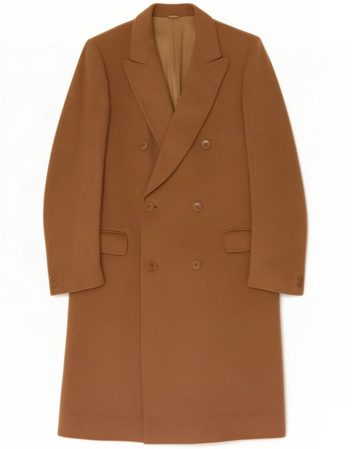 Abrigo cruzado vintage para hombre IT 48 Lana marrón medio