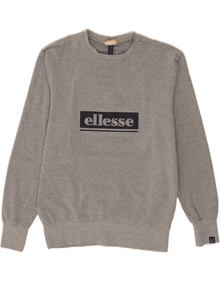 ELLESSE Mens Graphic Sweatshirt Jumper Large Grey Cotton Vintage Ellesse and Second-Hand Ellesse from Messina Hembry 