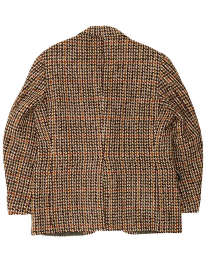 Harris Tweed Mens 2 Button Blazer Jacket UK 40 Large Brown Houndstooth