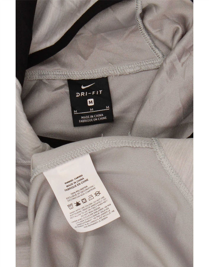 Nike Womens Dri Fit Graphic Hoodie Jumper UK 14 Medium Grey Polyester
