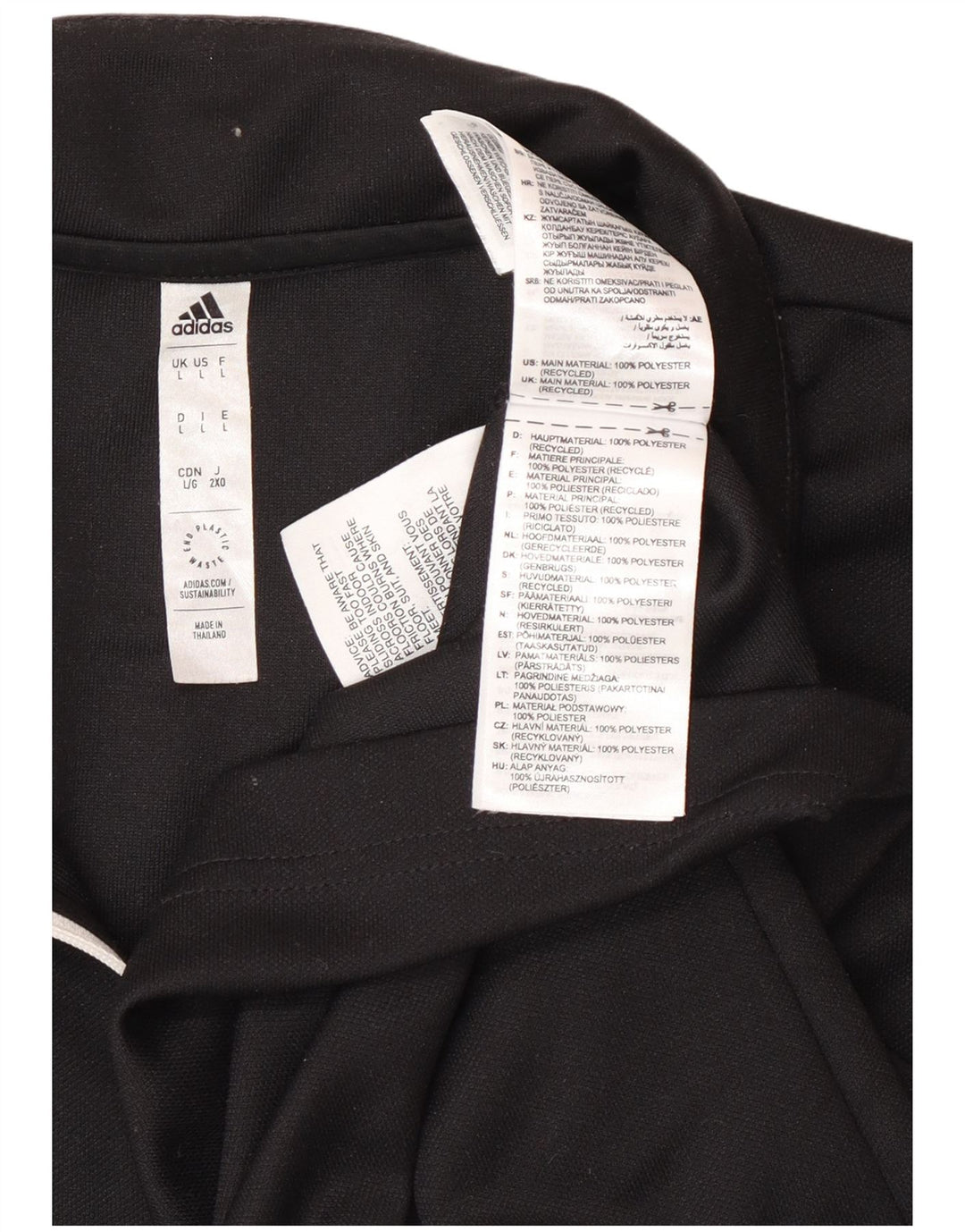 Adidas Mens Zip Neck Top Long Sleeve Large Black Polyester Sports