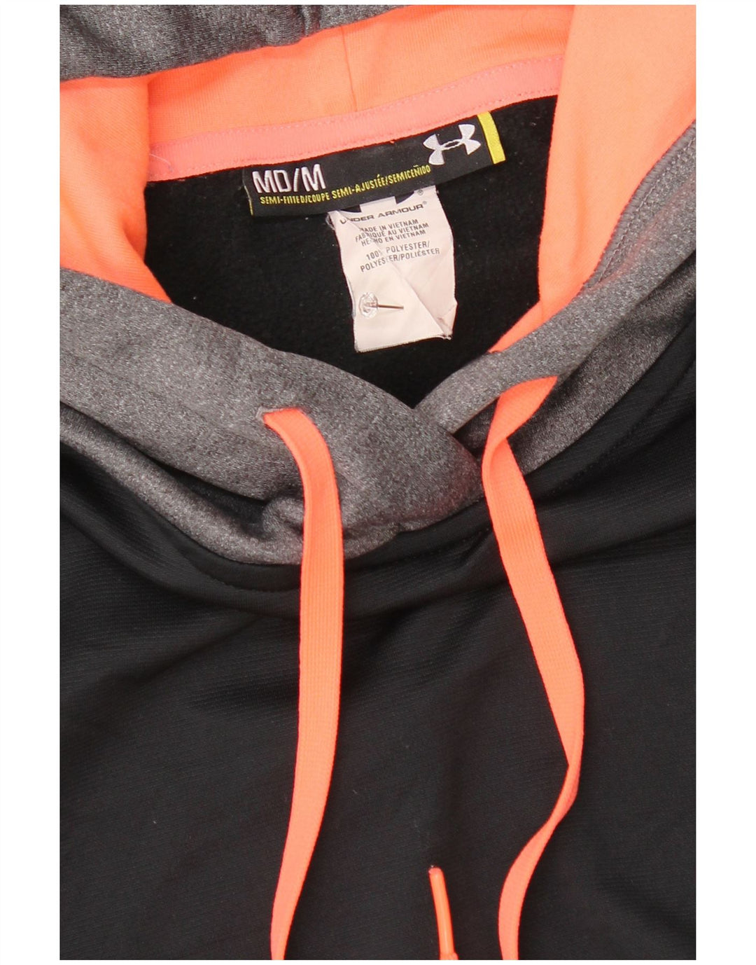 Under Armour Womens Hoodie Jumper UK 14 Medium Black Colourblock Polyester