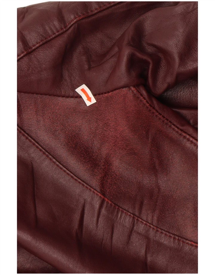 VINTAGE Womens Leather Jacket UK 12 Medium Burgundy