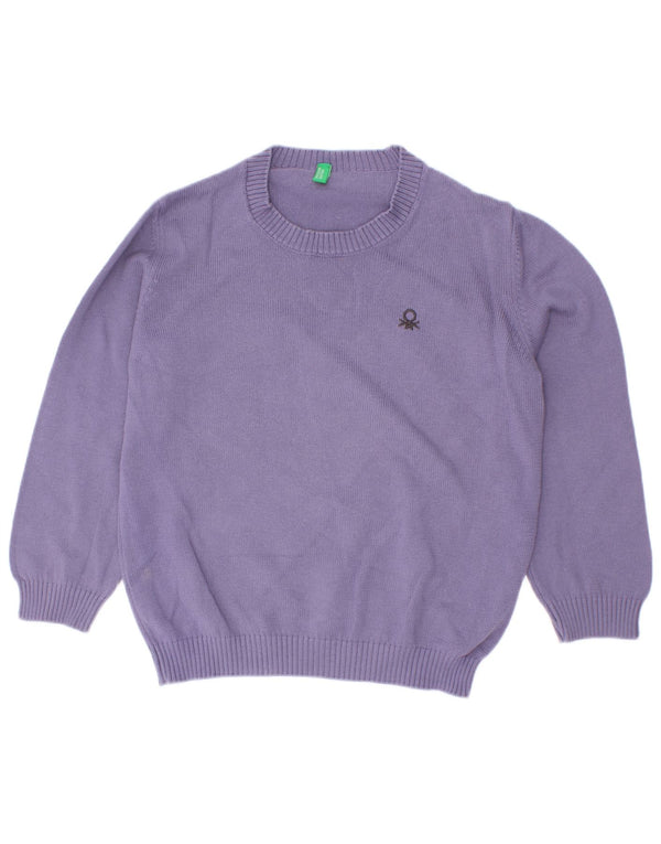 Benetton Boys Boat Neck Jumper Sweater 3-4 Years 2XS Purple Cotton