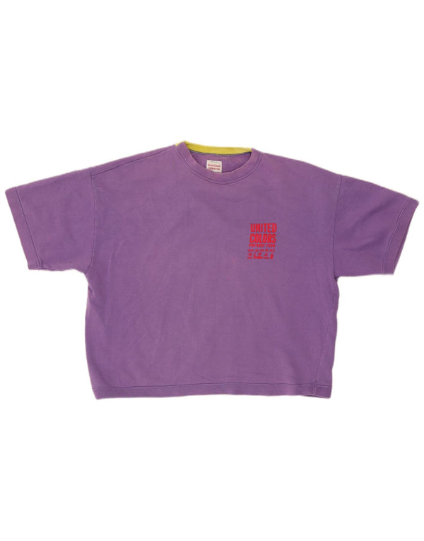 Benetton Sweat-shirt graphique surdimensionné pour femme UK 16 Large Violet