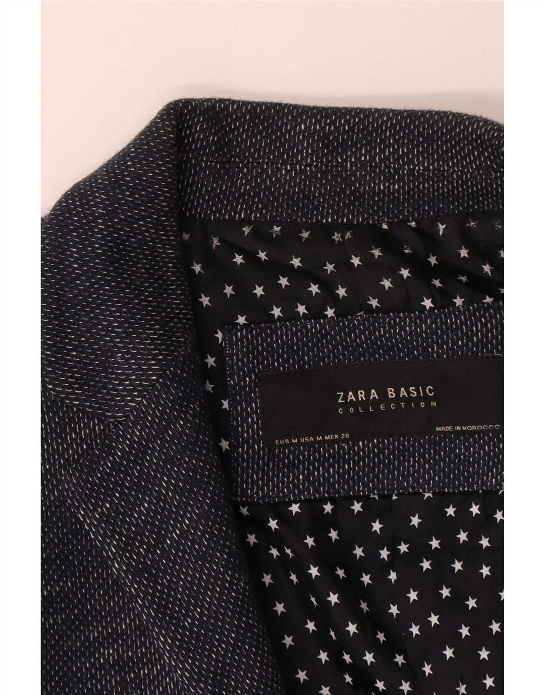 Zara Womens 1 Button Blazer Jacket UK 12 Medium Navy Blue Flecked