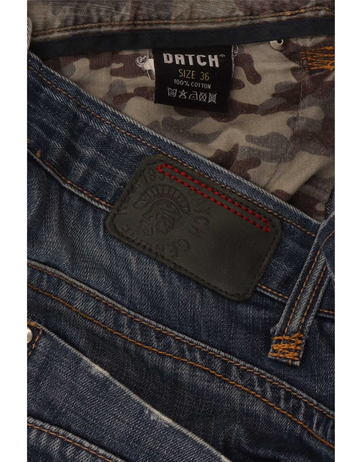 Blugi Distressed drepte pentru bărbați Datch L36 L30 Bumbac bleumarin