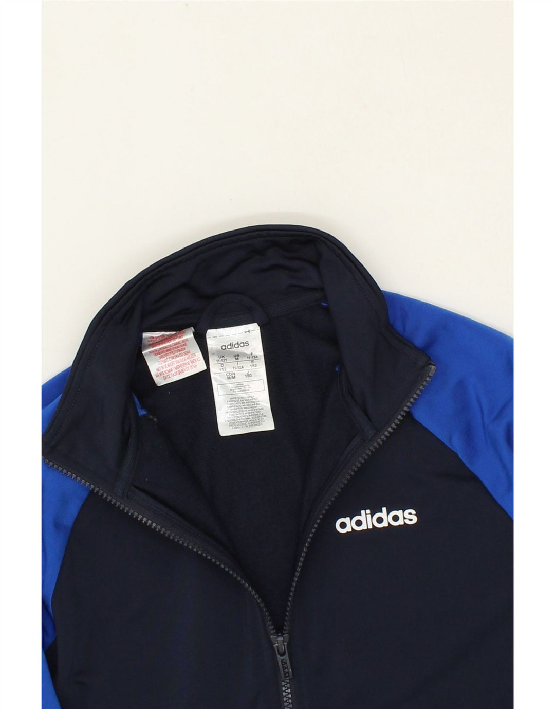ADIDAS Boys Tracksuit Top Jacket 11-12 Years Navy Blue Colourblock Vintage Adidas and Second-Hand Adidas from Messina Hembry 