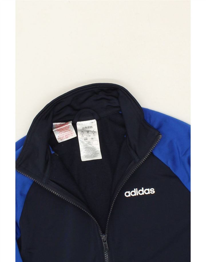 ADIDAS Boys Tracksuit Top Jacket 11-12 Years Navy Blue Colourblock Vintage Adidas and Second-Hand Adidas from Messina Hembry 
