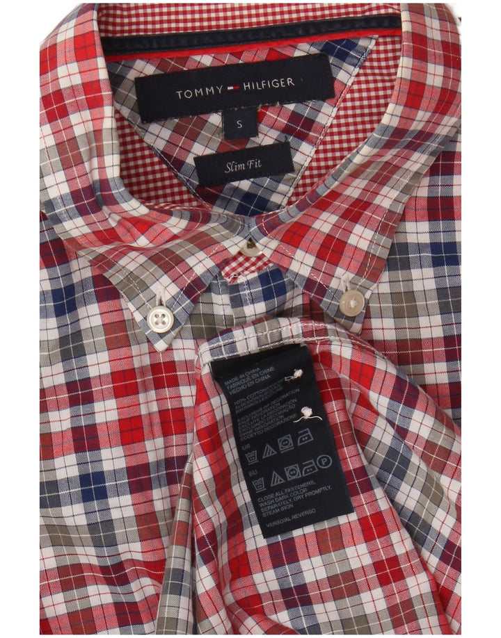 Tommy Hilfiger Mens Slim Fit Shirt Small Multicoloured Gingham Cotton