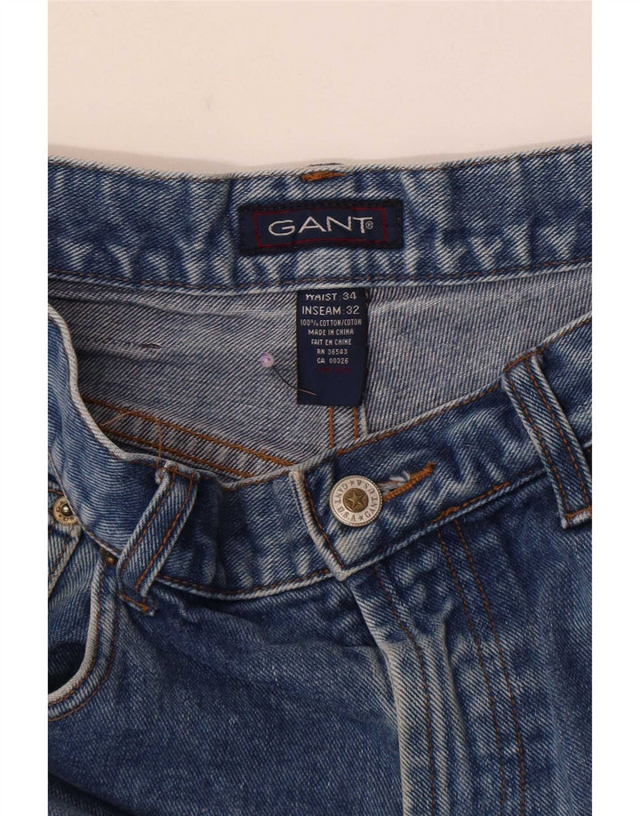 Gant Mens Tapered Jeans W34 L32 Blue Cotton