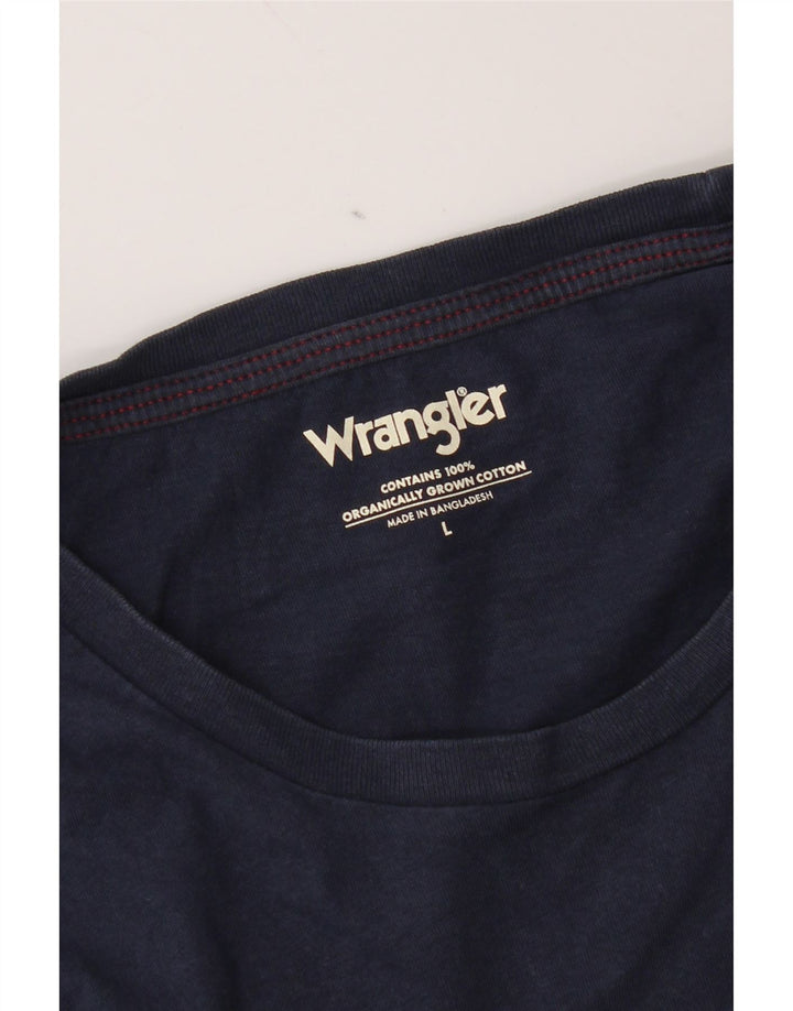 Wrangler Mens T-Shirt Top Large Navy Blue Cotton