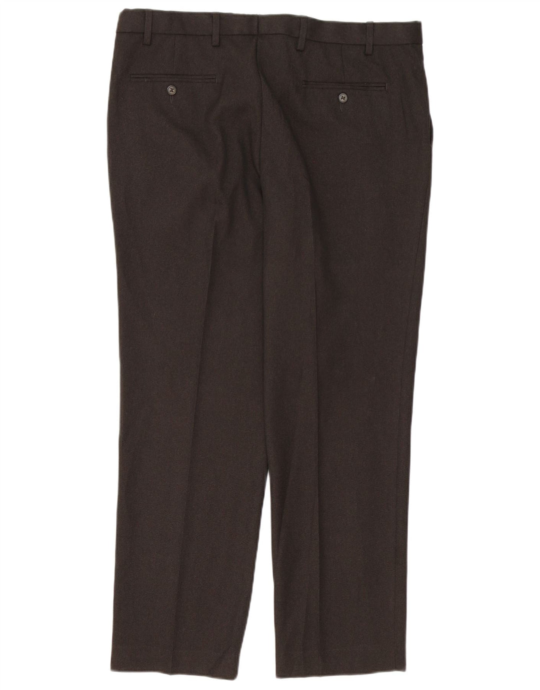 Pantaloni da abito regolari dritti da uomo Marks & Spencer W38 L31 poliestere marrone