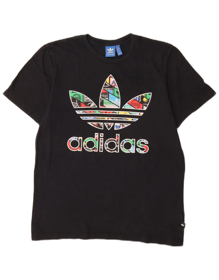 T-shirt grafica da uomo Adidas Top in cotone nero medio