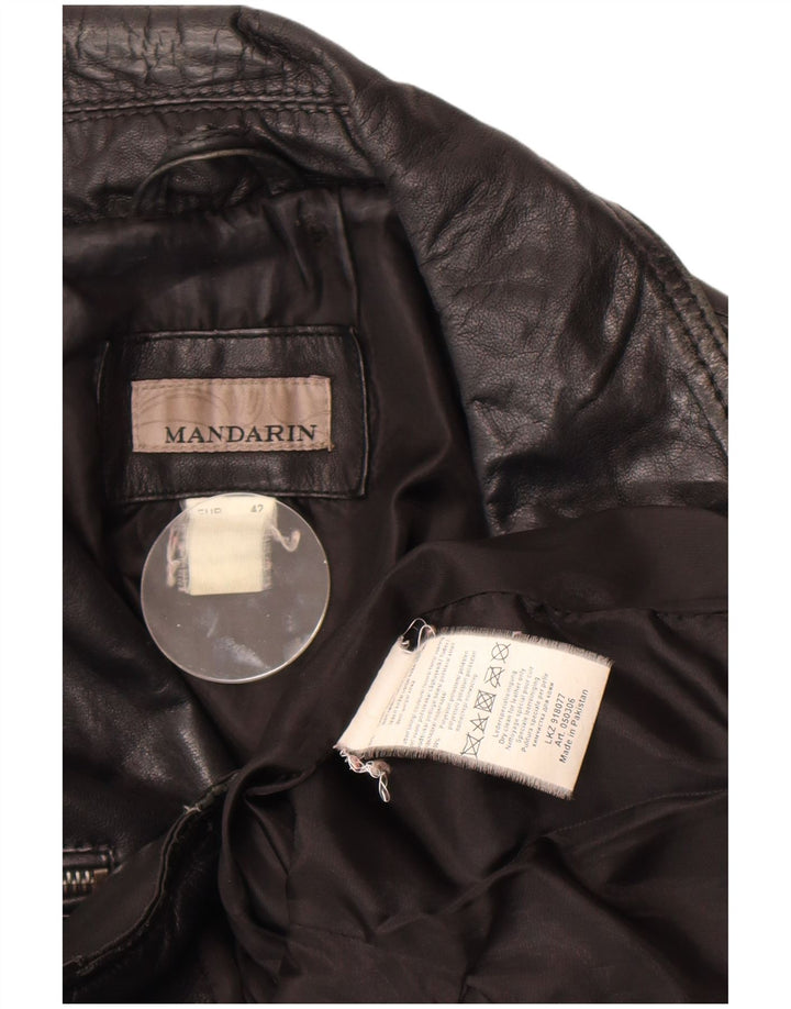 Vintage Womens Leather Biker Jacket EU 42 Large Black Leather