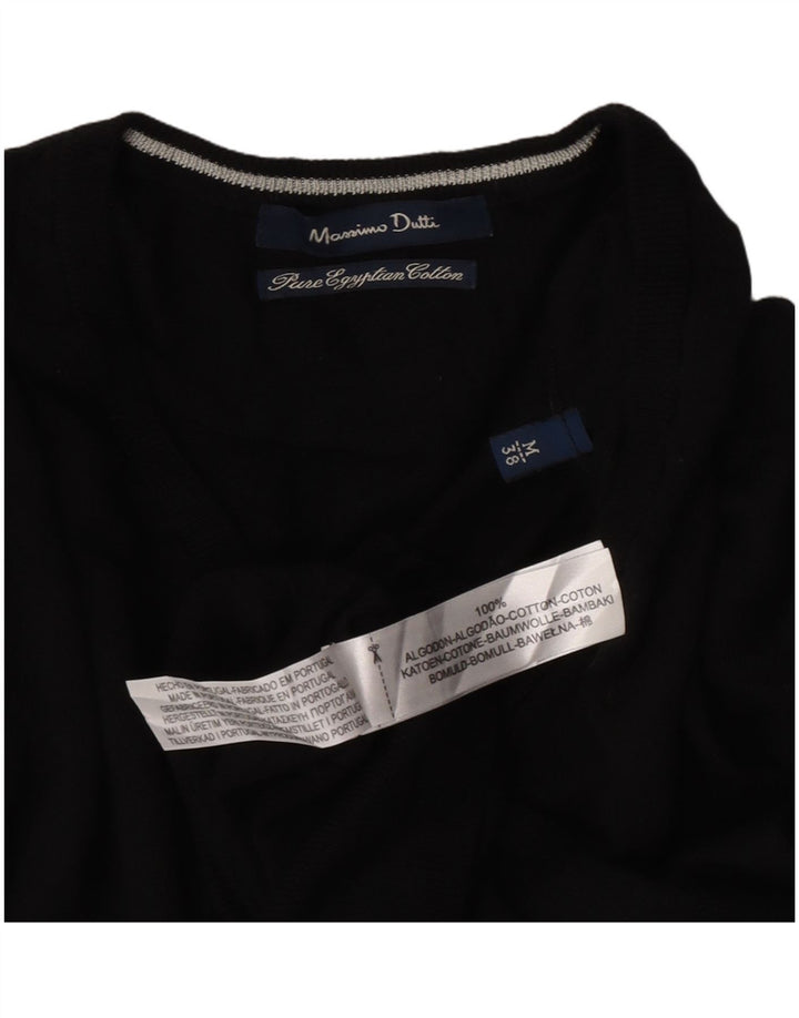 Massimo Dutti Herre V-hals sweater Medium Sort Bomuld