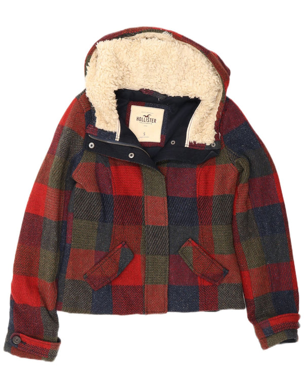 Hollister Womens Hooded Windbreaker Jacket UK 10 Small Multicoloured Check