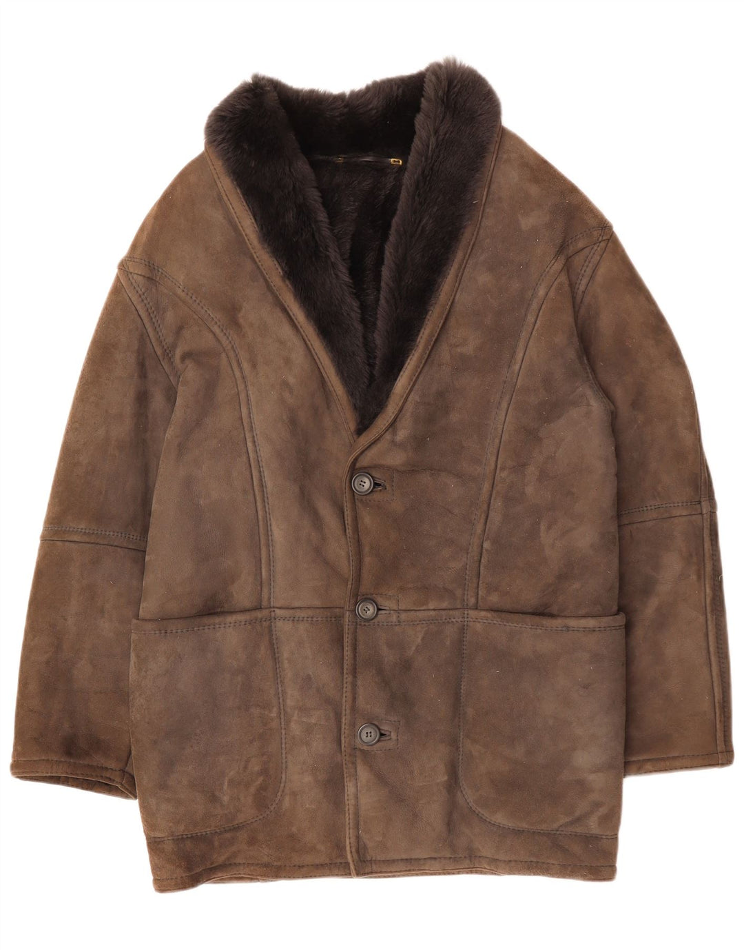 CONBIPEL Mens Shearling Jacket IT 48 Medium Brown