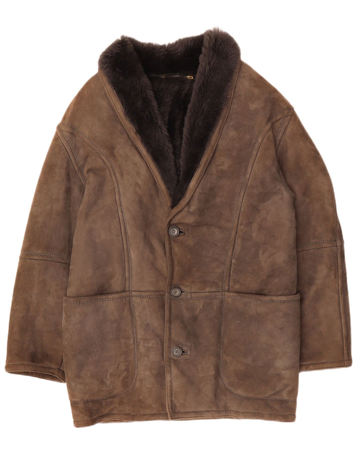 CONBIPEL Mens Shearling Jacket IT 48 Medium Brown