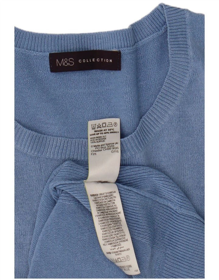 Marks & Spencer Womens Boat Neck Jumper Sweater UK 14 Medium  Blue Acrylic