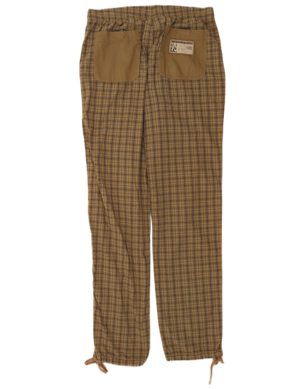 Think Pink muške sužene chino hlače Large W34 L34 Kaki karirani pamuk