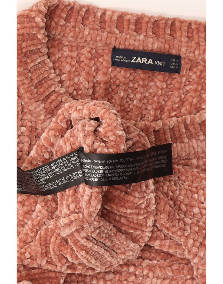 Zara Dame Boat Neck Jumper Sweater UK 14 Medium Brown Polyester