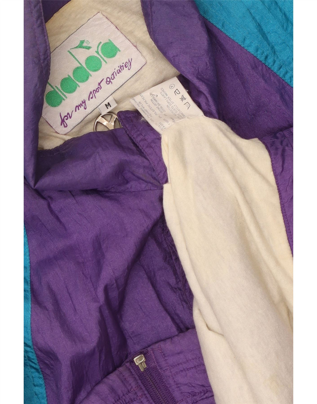 Diadora Mens Tracksuit Top Jacket Medium Purple Colourblock Polyamide