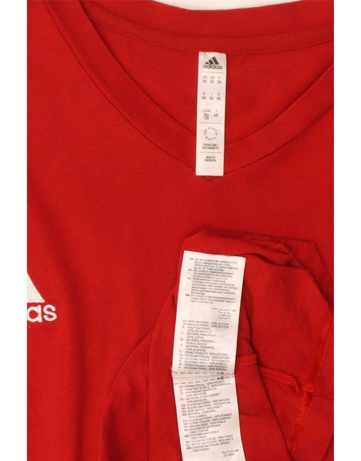 Adidas Herre T-Shirt Top 2XL Rød Bomuld