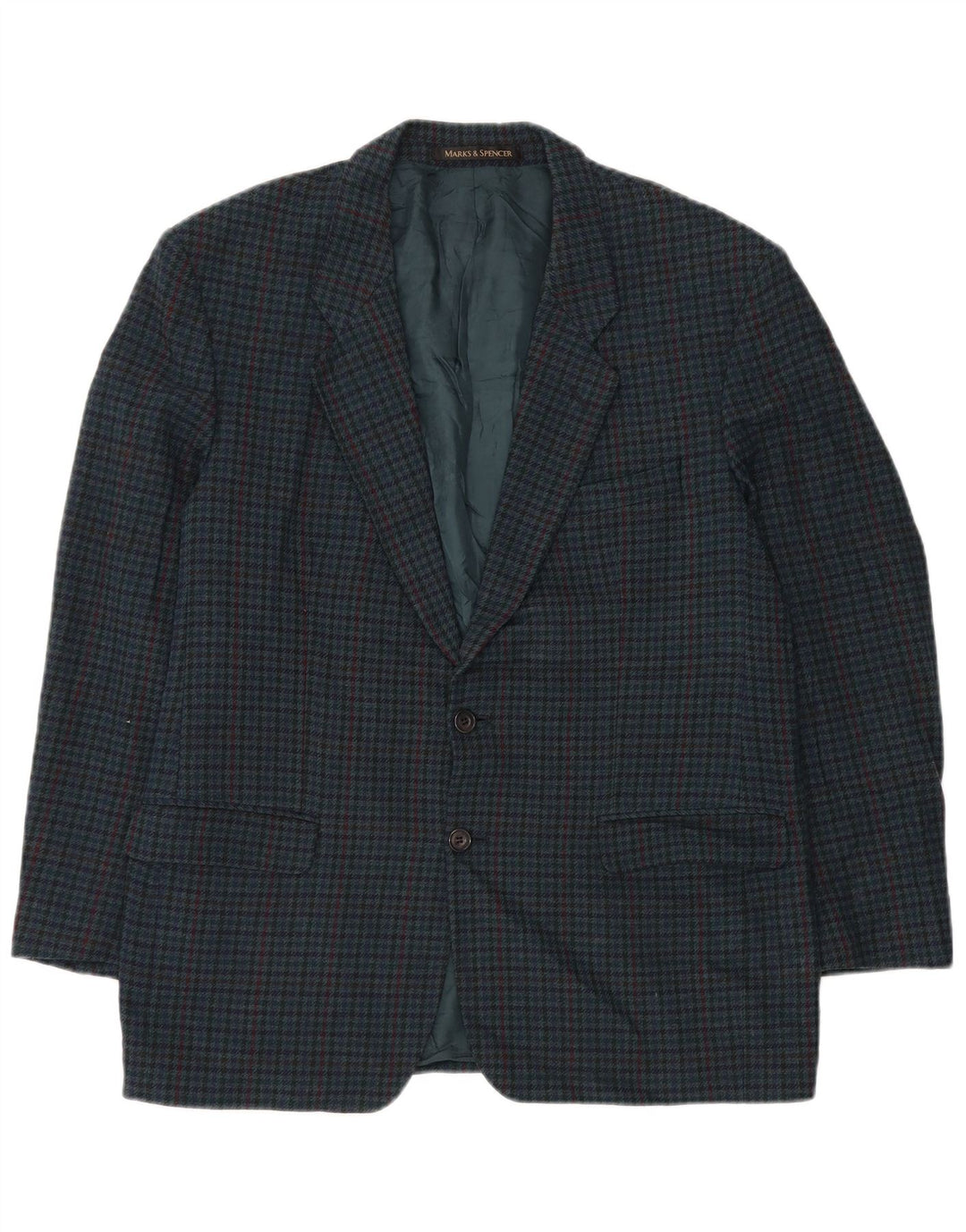 Marks & Spencer Mens St. Michael Blazer Jacket UK 44 XL Green Houndstooth