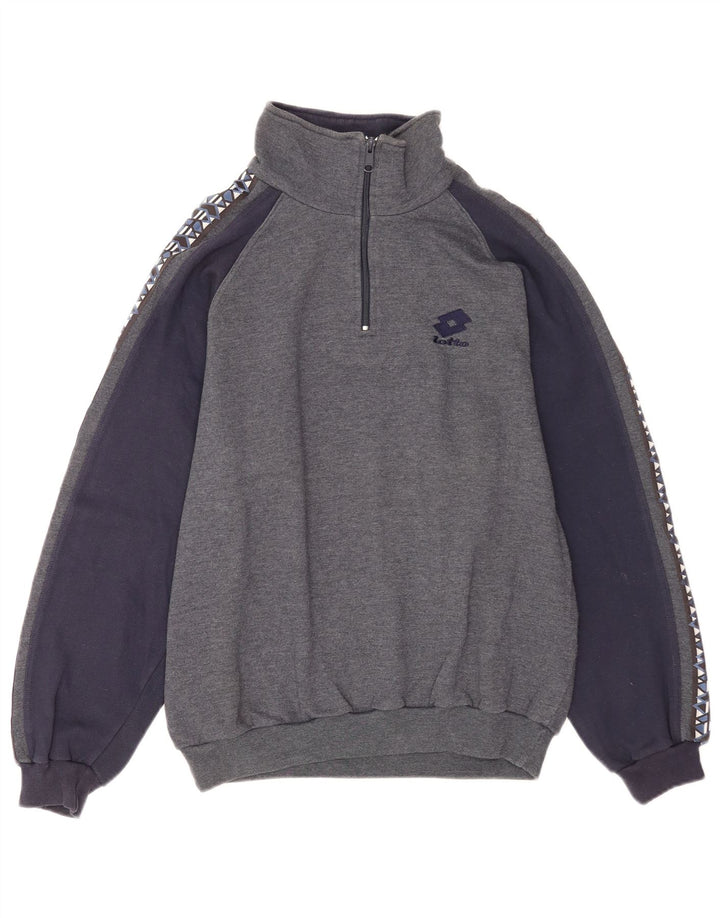 Lotto Mens Graphic Zip Neck Sweatshirt Jumper Medium Grey Colourblock