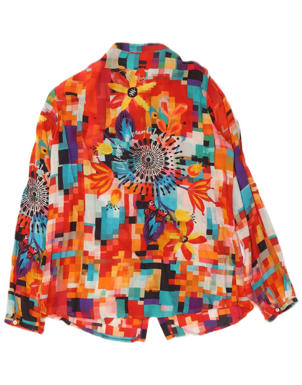 Desigual Dame grafisk skjorte bluse UK 12 Medium Flerfarvet Geometrisk