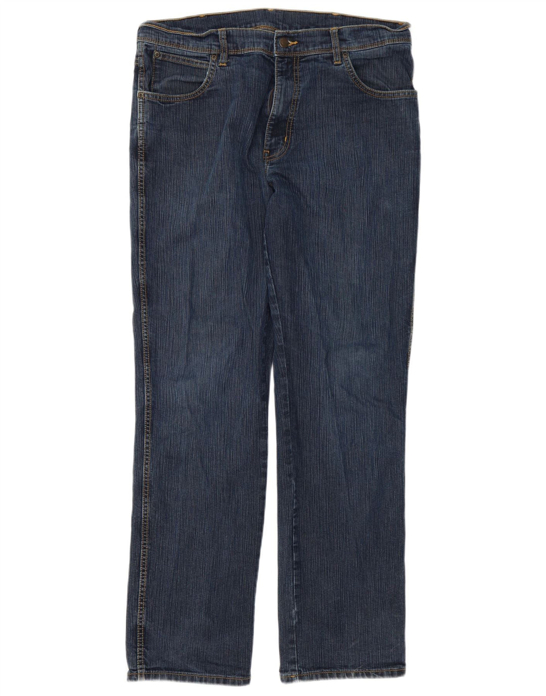 Wrangler Mens Regular Fit Straight Jeans W38 L32 Blue Cotton