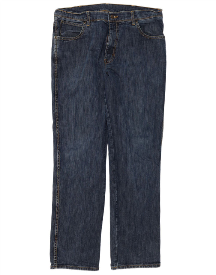 Wrangler Mens Regular Fit Straight Jeans W38 L32 Blue Cotton