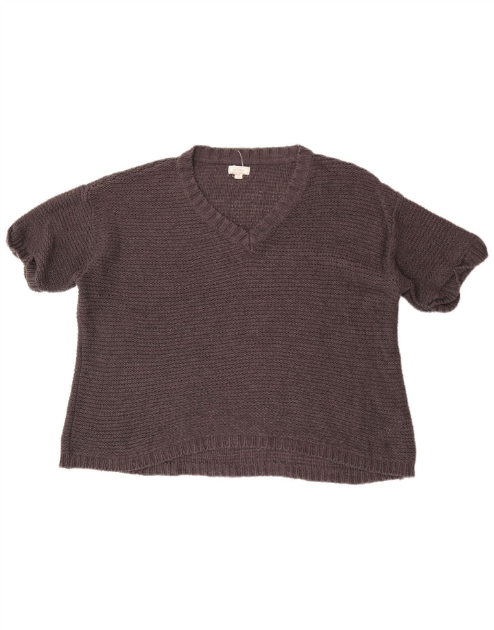 Fat Face Womens Short Sleeve V-Neck Jumper Sweater UK 14 Medium Black