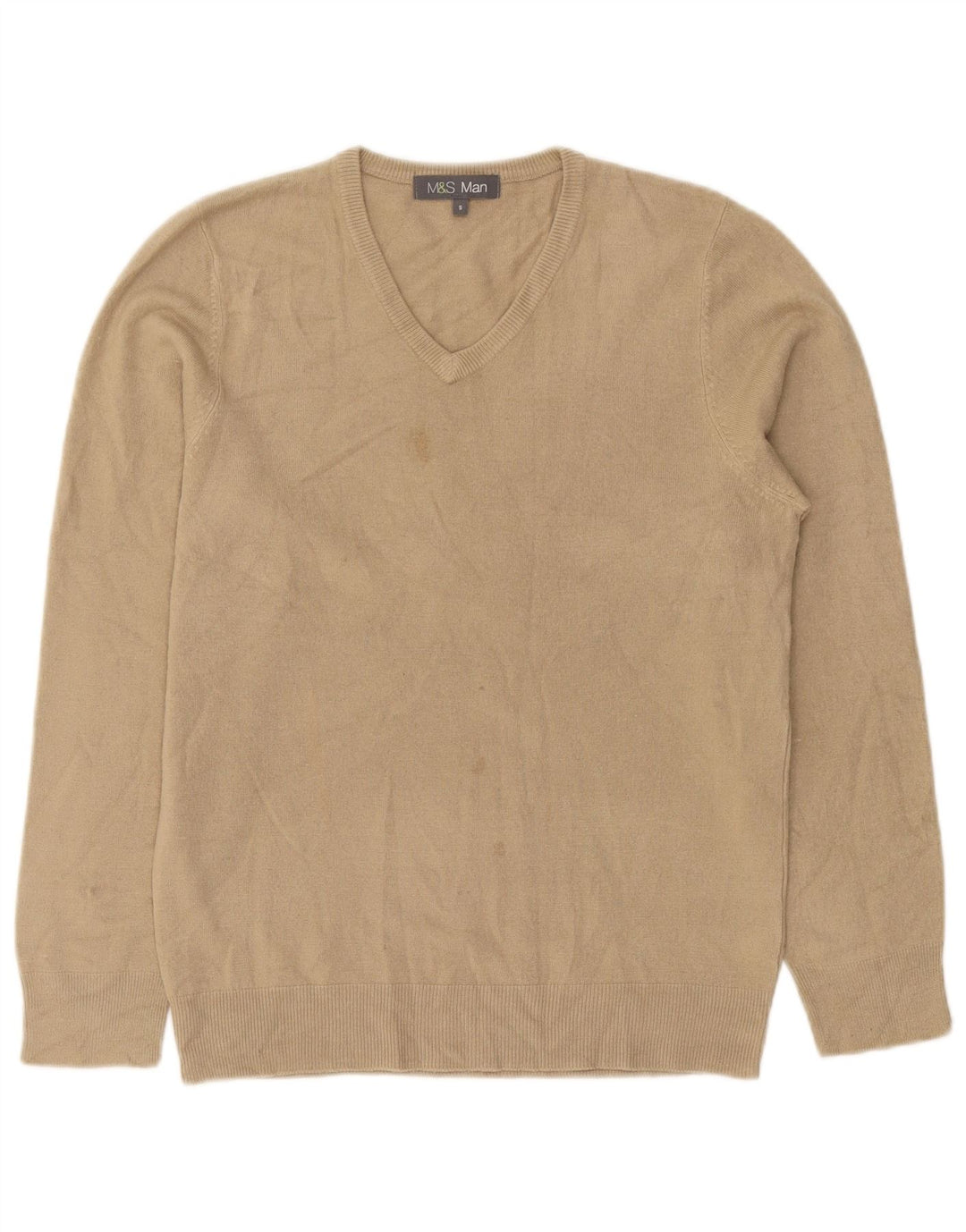 Marks & Spencer Herren-Pullover mit V-Ausschnitt, Small, Beige, Acryl