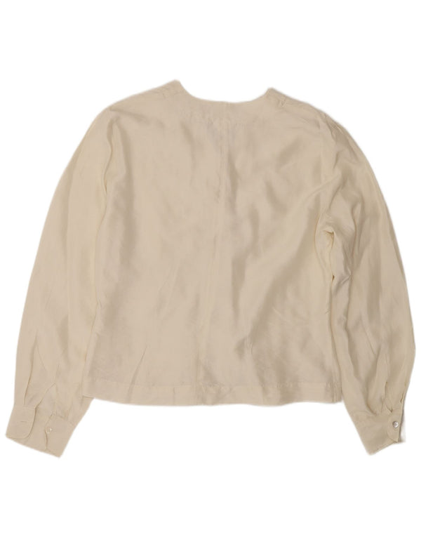Vintage Womens Shirt Blouse UK 14 Medium Off White Silk
