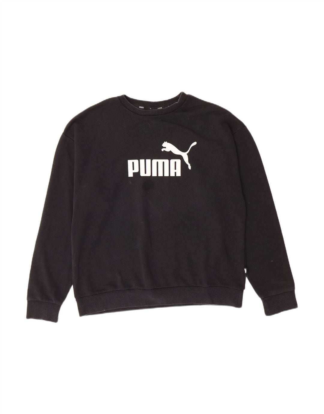 PUMA Womens Graphic Sweatshirt Jumper UK 14 Medium Black