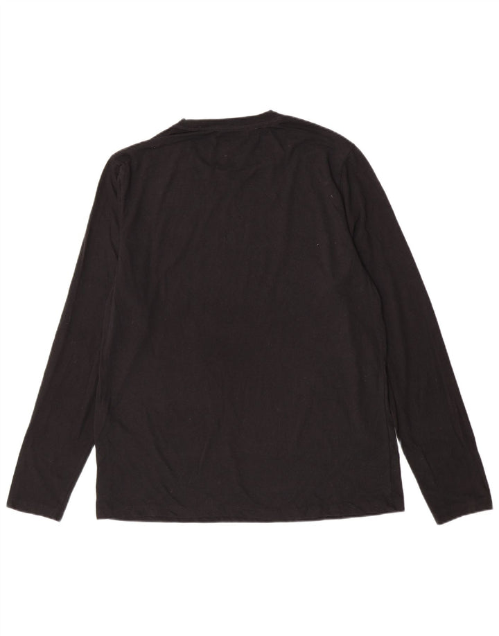Chaps Mens Graphic Top Long Sleeve Large Black Cotton
