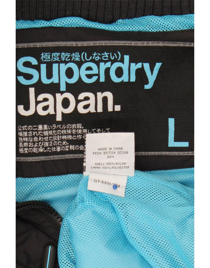 Superdry Mens Rain Jacket UK 40 Large Black Nylon