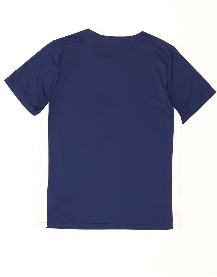 Adidas Uomo Climalite T-shirt Top Large Blu Navy Colourblock Poliestere