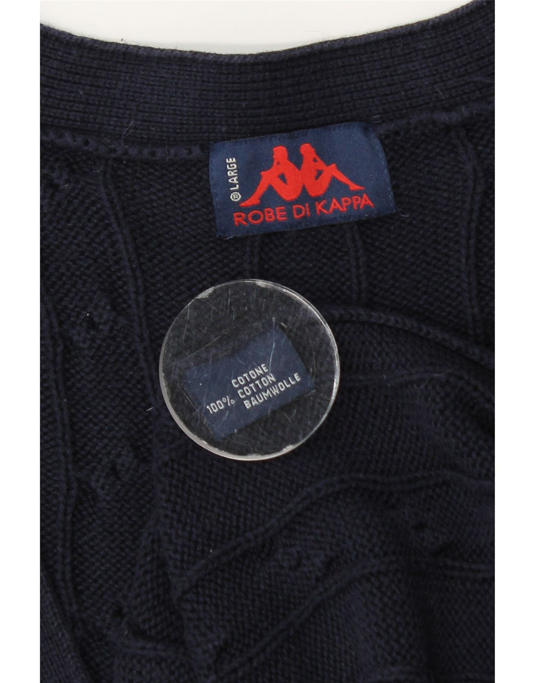 Kappa Mens Cardigan Sweater Large Navy Blue Cotton